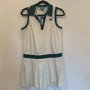 Prince Pickleball Women's Collared Pleated Dress - Green, White - Size Small
